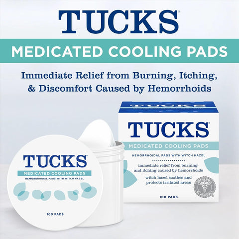 TUCKS Medicated Cooling Pads, Witch Hazel Hemorrhoid Treatment, 100 Count