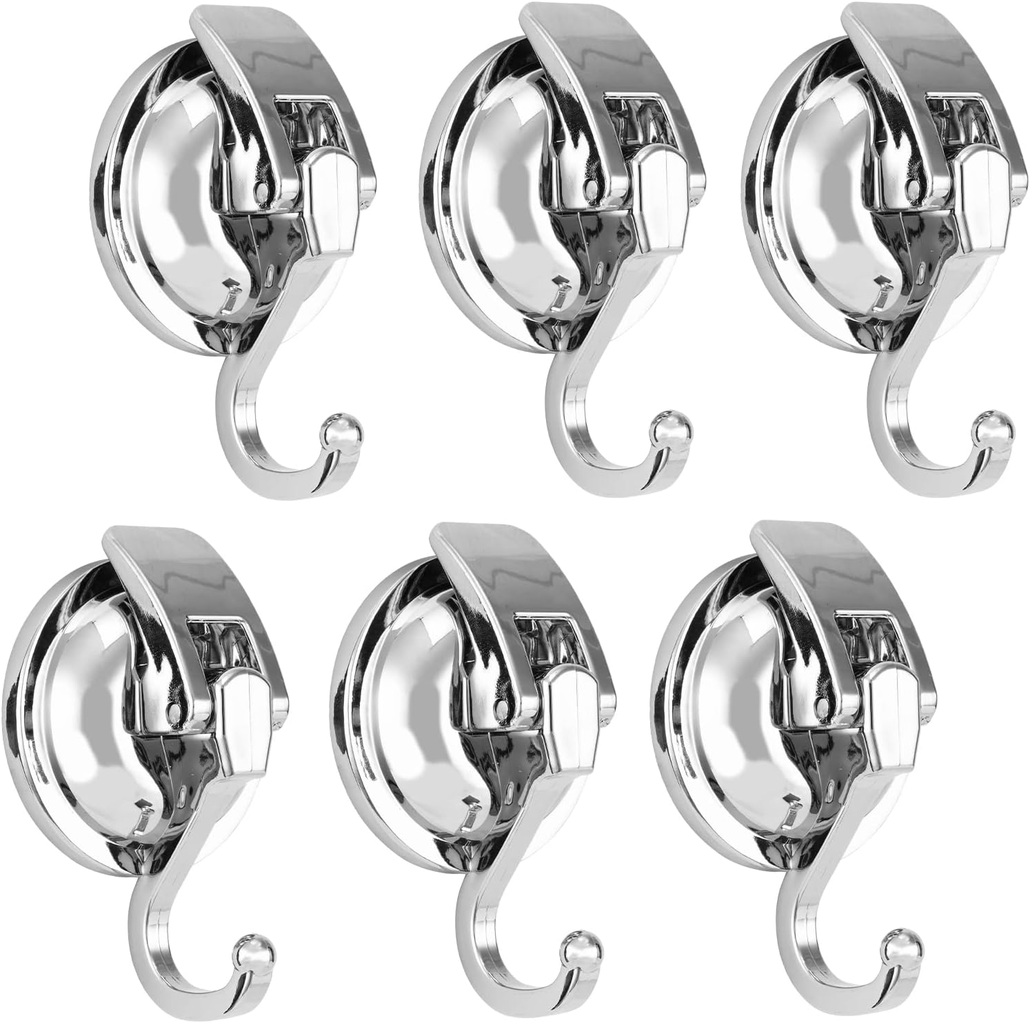 Wreath Hanger, 6 Pack, Silver-Plated Polished Suction Hooks for Window Glass Kitchen Bathroom, Reusable Without Punching for Towel Loofah Robe Coat Wreath Decor, ABS Plastic