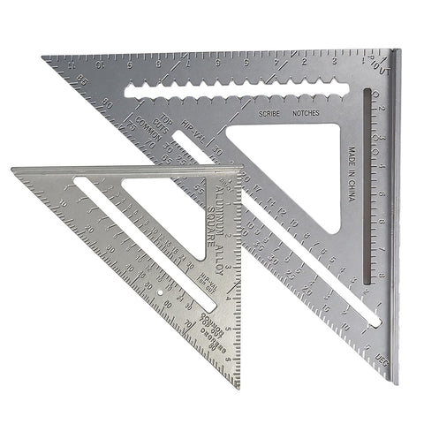 Aluminum Rafter Square Set – 7 Inch & 12 Inch Precision Carpenter Square with Double-Sided -Engraved Scales, Multi-Function Woodworking Tool for Roofing, Framing, Angle Marking & Layout
