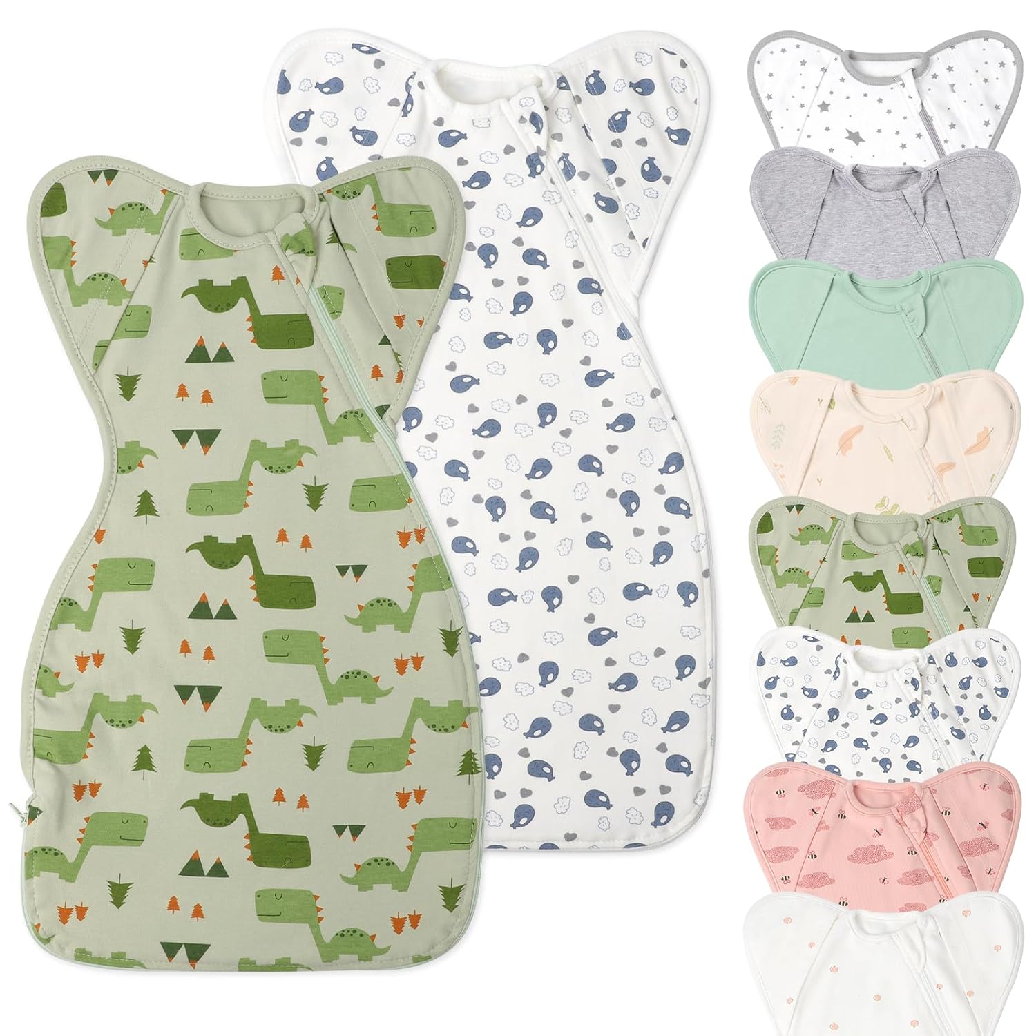 Organic Cotton Baby Sleep Sacks Swaddles 0-3 Months Newborn Boy Girl 2 Pack