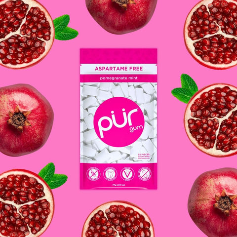 PUR Gum, Pomegranate, Xylitol Gum, No Artificial flavour, 165 Count (3x55)