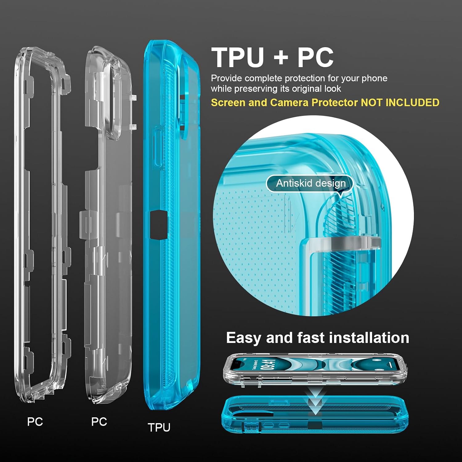 Follaroma for iPhone 11 Case, Heavy Duty Protection, Blue