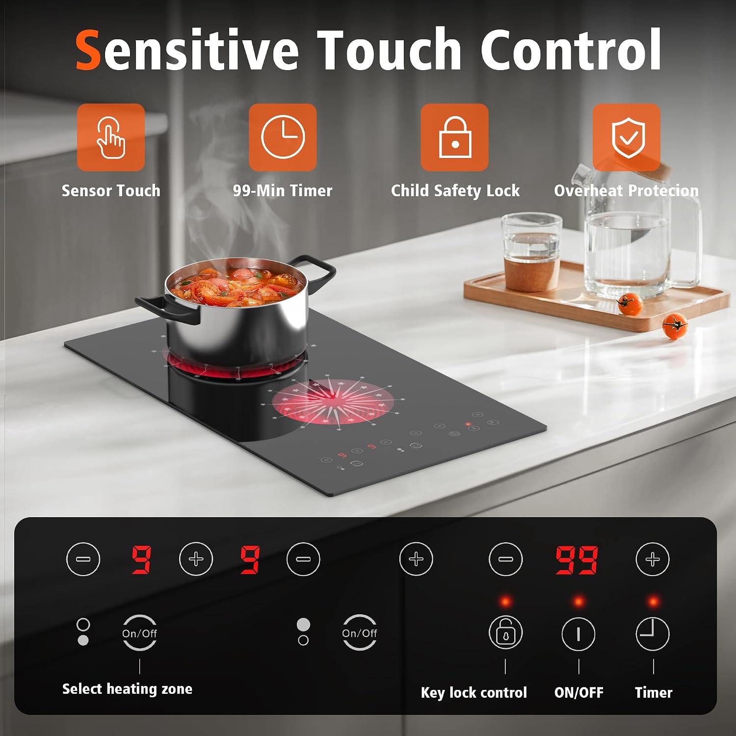 2 Burner Electric Cooktop 110V Portable Plug in 2000W