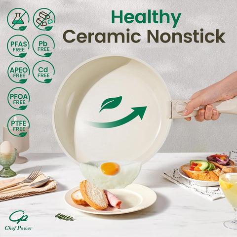 Chef Power 19 Pcs Nonstick Pans and Pots Set, Ceramic Detachable Cookware