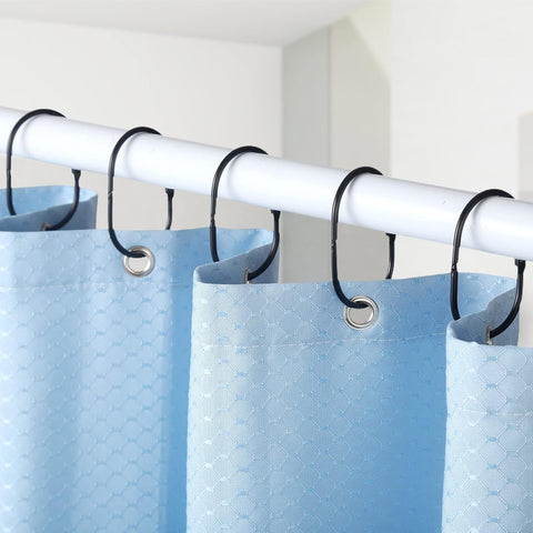 Goowin Shower Curtain Rings, Metal Black Shower Curtain Hooks, Oval Snap Shower Rings for Curtain, Shower Curtain Rings Rust Proof, Glide Smoothly Shower Hooks for Shower Curtain Rod (Black)