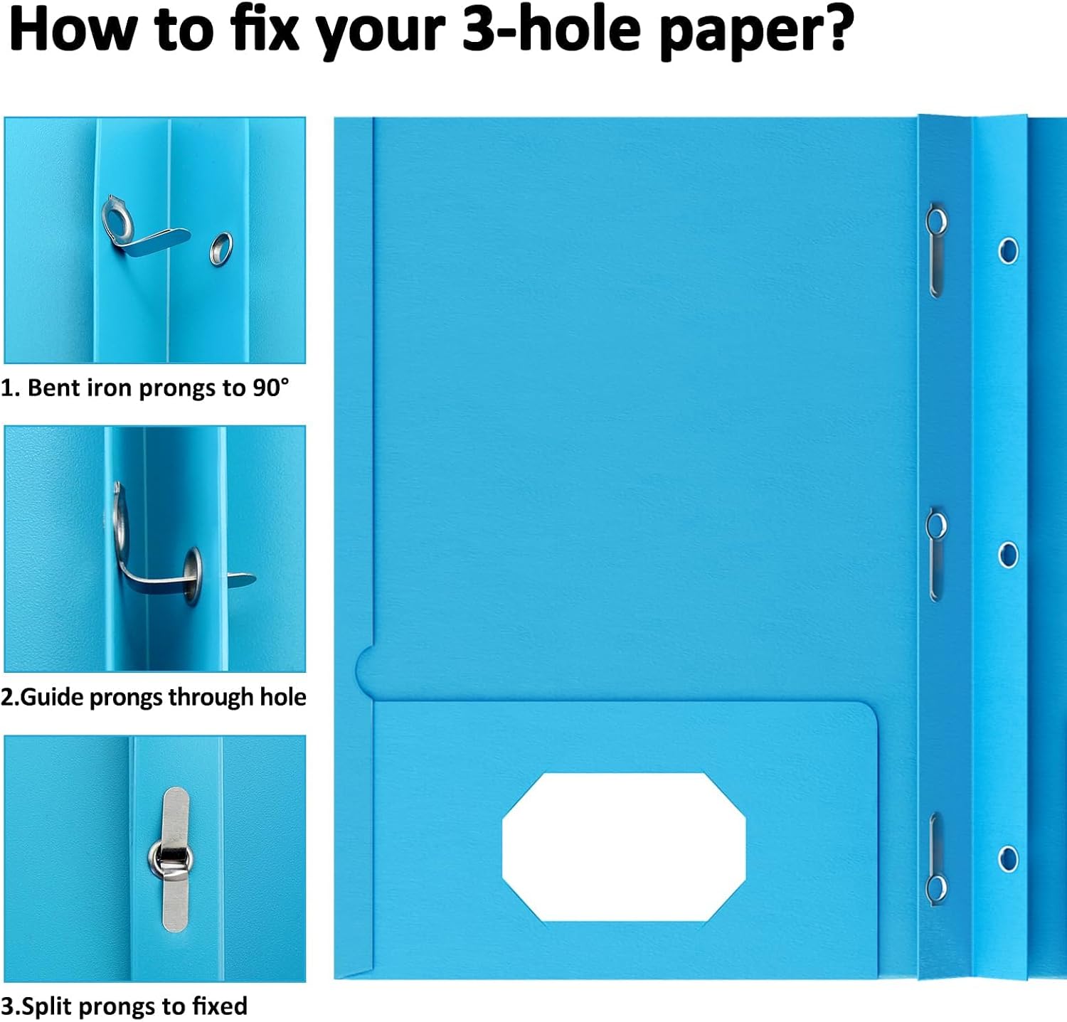 2 Pocket Folders with Prongs, 5 Pack Paper Folders with Pockets and Prongs