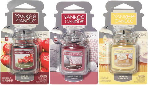 Yankee Candle Scented Car Air Freshener 3-Pack, Hanging Car Jars