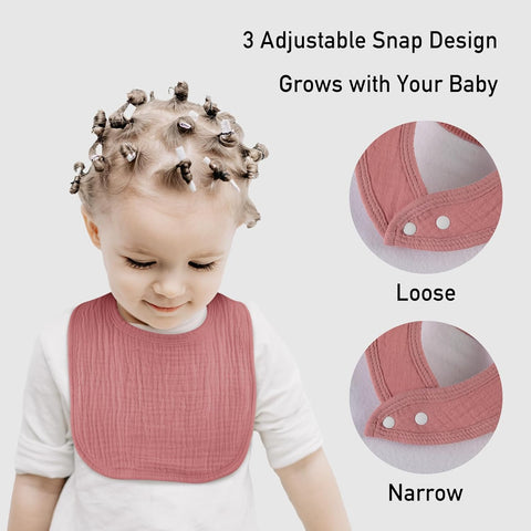 Muslin Baby Drool Bibs 6 Pack, Soft Cotton Infant Bib for Teething Newborn