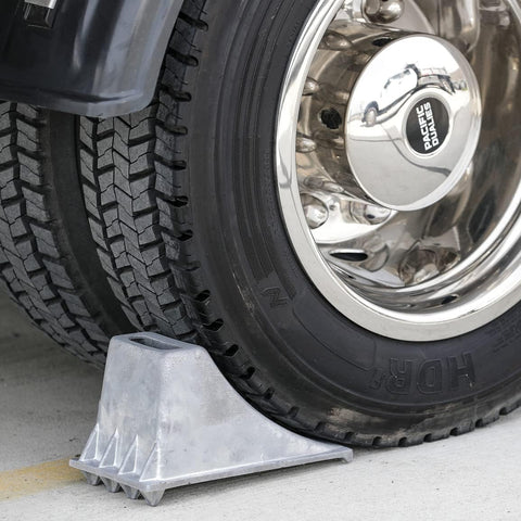 Buyers Products WC1267 Aluminum Wheel Chock 6.25 x 12.25 x 7 Inch with Steep Slope Design and Rugged Teeth for Stability, 55,000 lb Capacity, Lightweight Chock for Trucks Trailers and Equipment