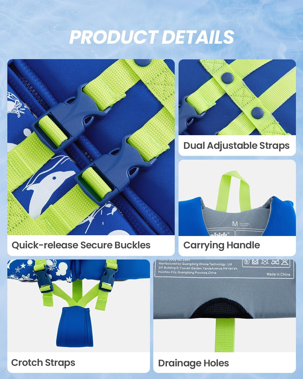 Gogokids Toddler Swim Vest, Kids Floaties 2-8 Years, 22-60 lbs