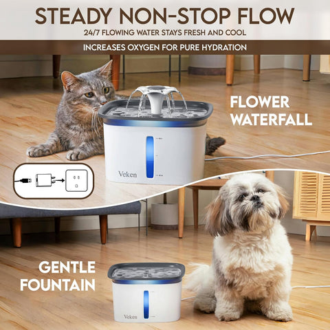 Veken Innovation Award Winner 95oz/2.8L Cat Water Fountain