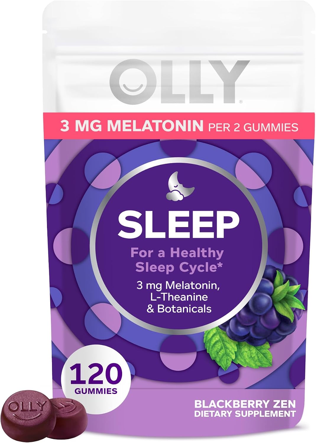 OLLY Sleep Support Gummy Supplement,* 3 mg Melatonin - 120 Count Pouch