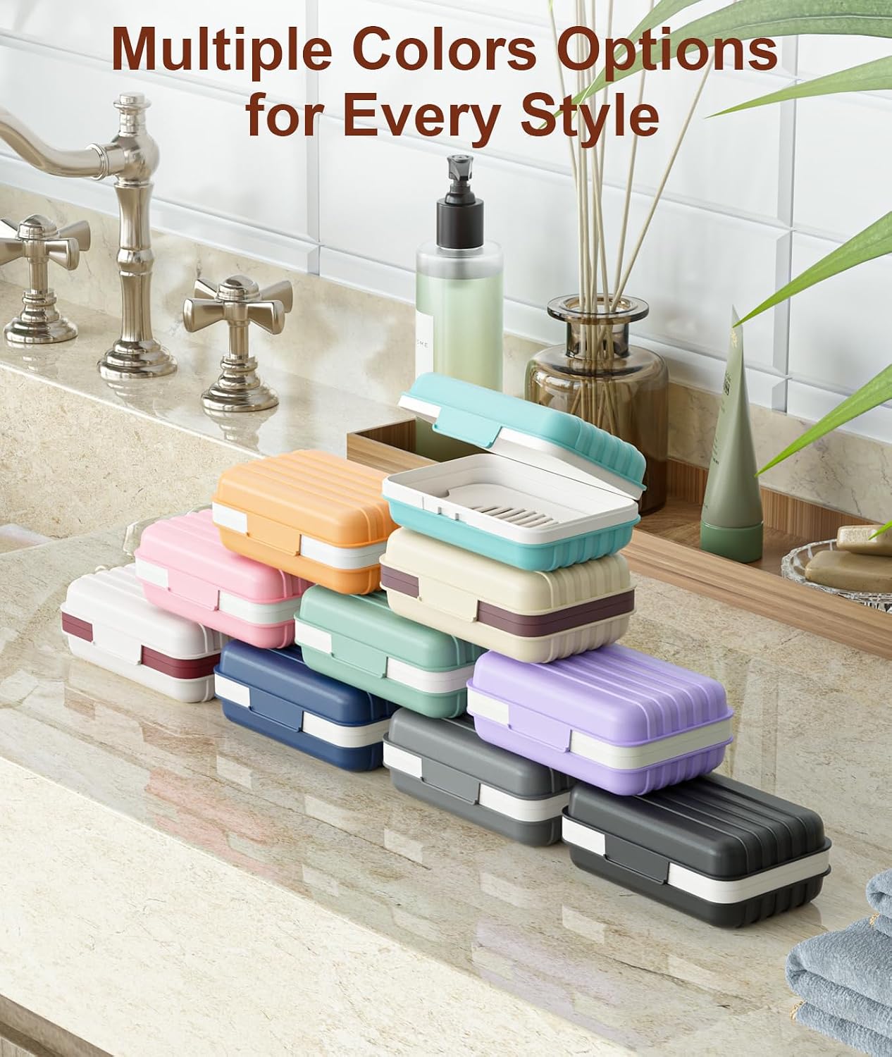 Quatish Leakproof Bar Soap Holder Dish with Lid for Shower, Portable Travel Soap Case Box for Gym, Camping, Hiking, Outdoor Use, Travel Size Toiletries Essentials, Keeps Soap Dry, Purple