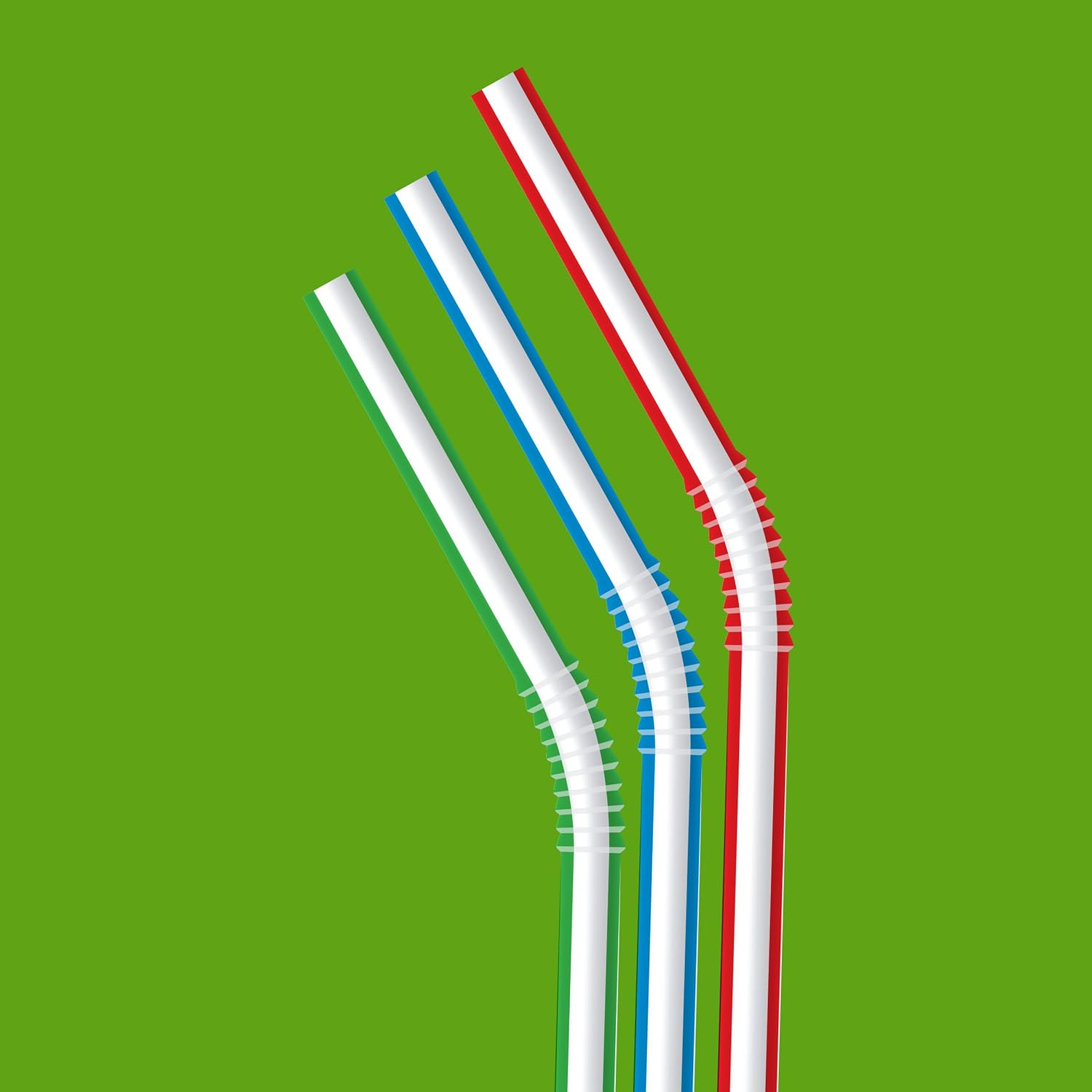 Amazon Basics Disposable Striped Plastic Flex Straws, BPA Free, Food-Safe, 7.5" Long, Assorted Colors, 100 Count