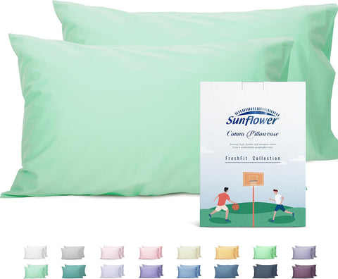 Sunflower King Pillowcases Set of 2, 100% Cotton Pillow Cases, Zephyr Green