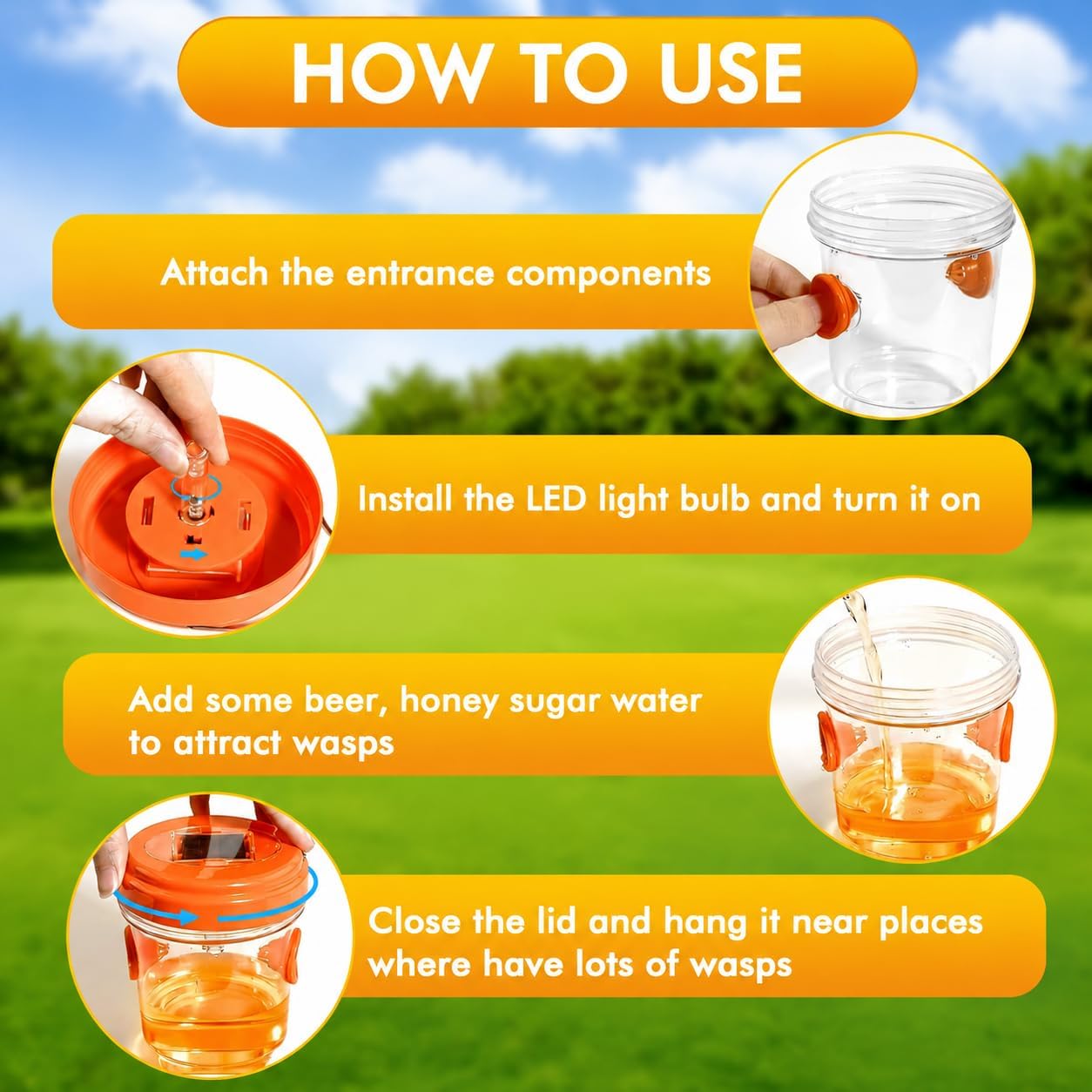 Wasp Traps Outdoor Hanging, 4 Packs