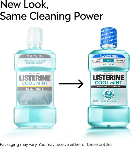 Listerine Cool Mint Alcohol Free Mouthwash, Mild Mint, 33.8 fl. oz/1 L