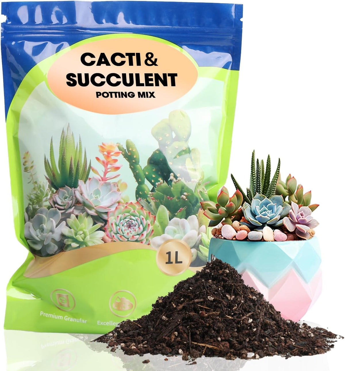 Succulent and Cactus Soil Potting Mix 4qt-Premium Breathable & Fast Draining for Healthy Plants