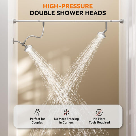 Dual Shower Head for Couples, Double Showerheads (Chrome)