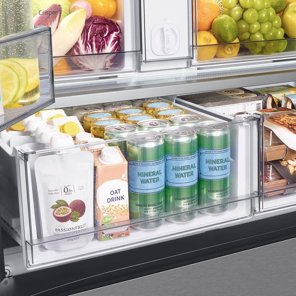 Samsung 24 Cu. Ft. Bespoke Counter Depth 3-Door French Door Refrigerator with AutoFill Water Pitcher, Stainless Steel, RF24BB6200QLAA