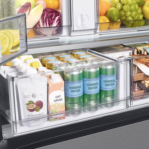 Samsung 24 Cu. Ft. Bespoke Counter Depth 3-Door French Door Refrigerator with AutoFill Water Pitcher, Stainless Steel, RF24BB6200QLAA