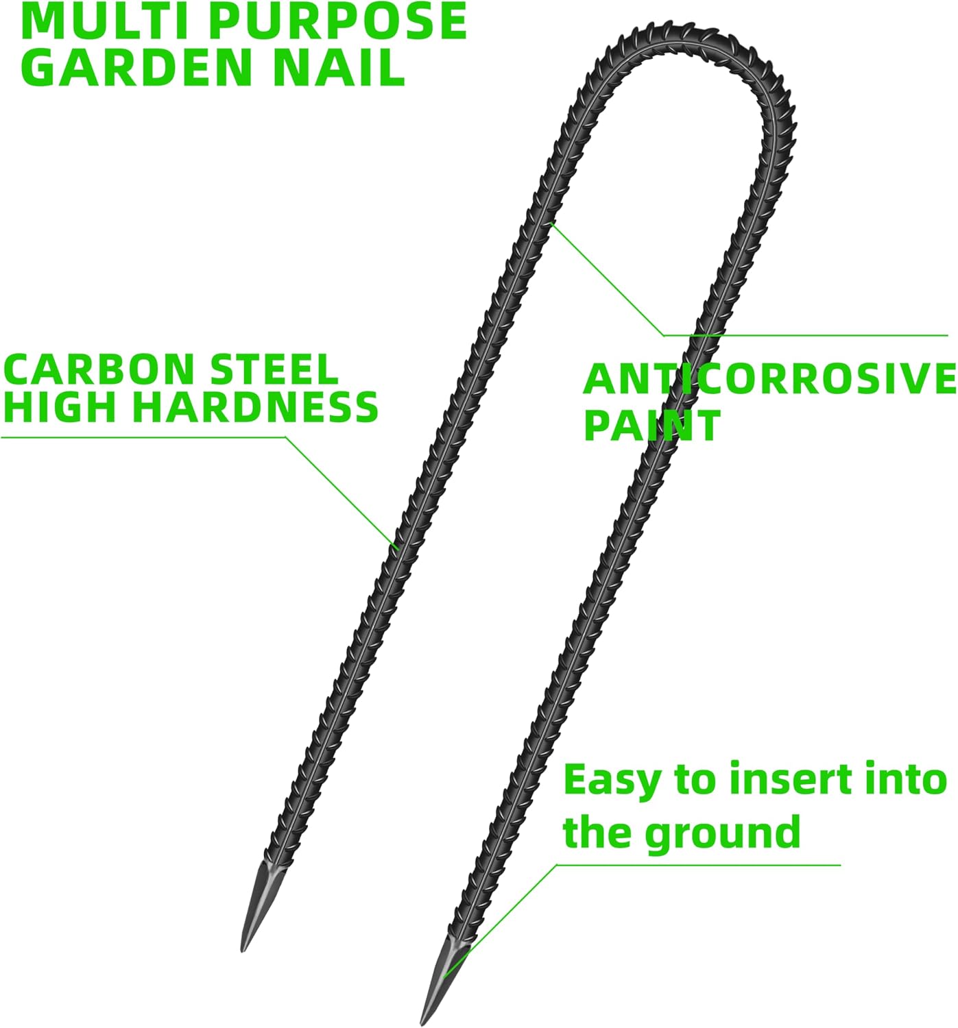 11 Pcs 12-Inch Garden Ground Stakes Galvanized Steel U Shape Hook Stake