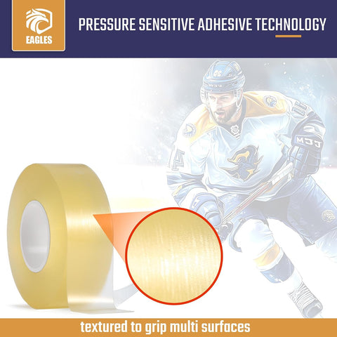 EAGLES Hockey Tape Multipurpose Cloth Tape Roll for Lacrosse Baseball & Softball Bats, Rackets, Pullup Bars, Gardening Tools, Sports Gift Perfect for Wrist, Ankle, Foot, Knee and Hand Taping (Clear)