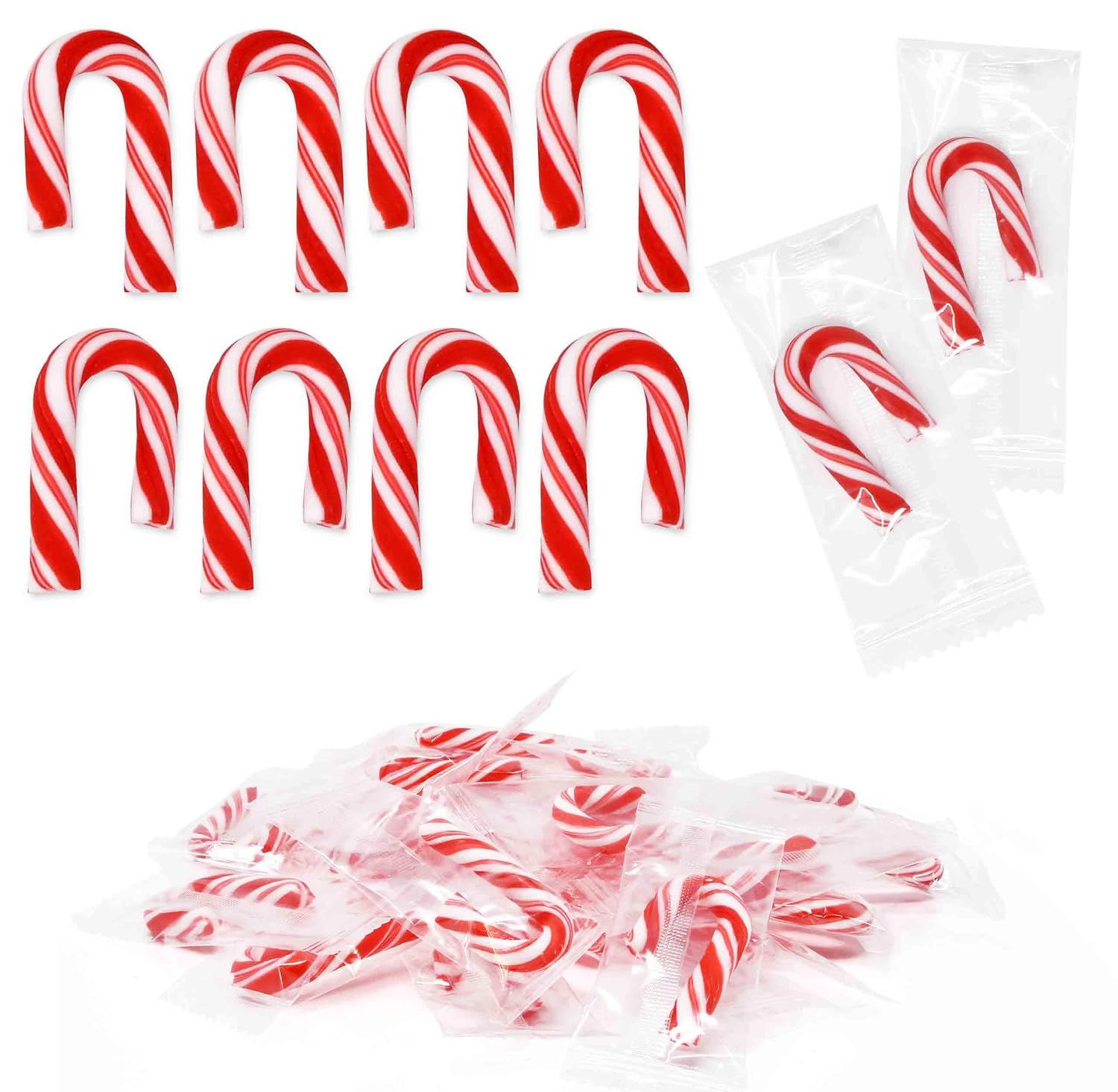 Christmas Mini Candy Canes Individually Wrapped Peppermint Flavor 100 Pack