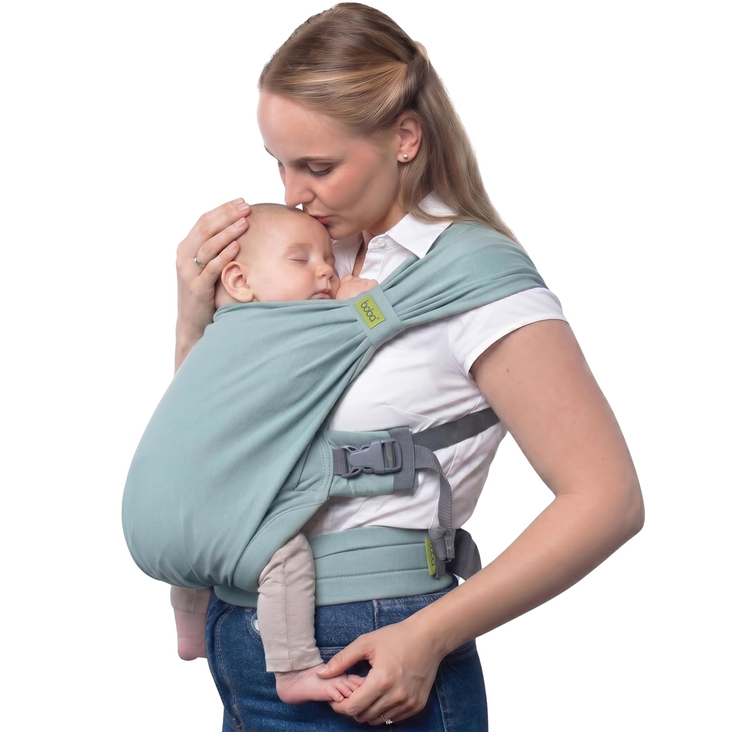 Boba Bliss Pre-Wrapped Baby Wrap Carrier, Newborn Sling, Sea Mist