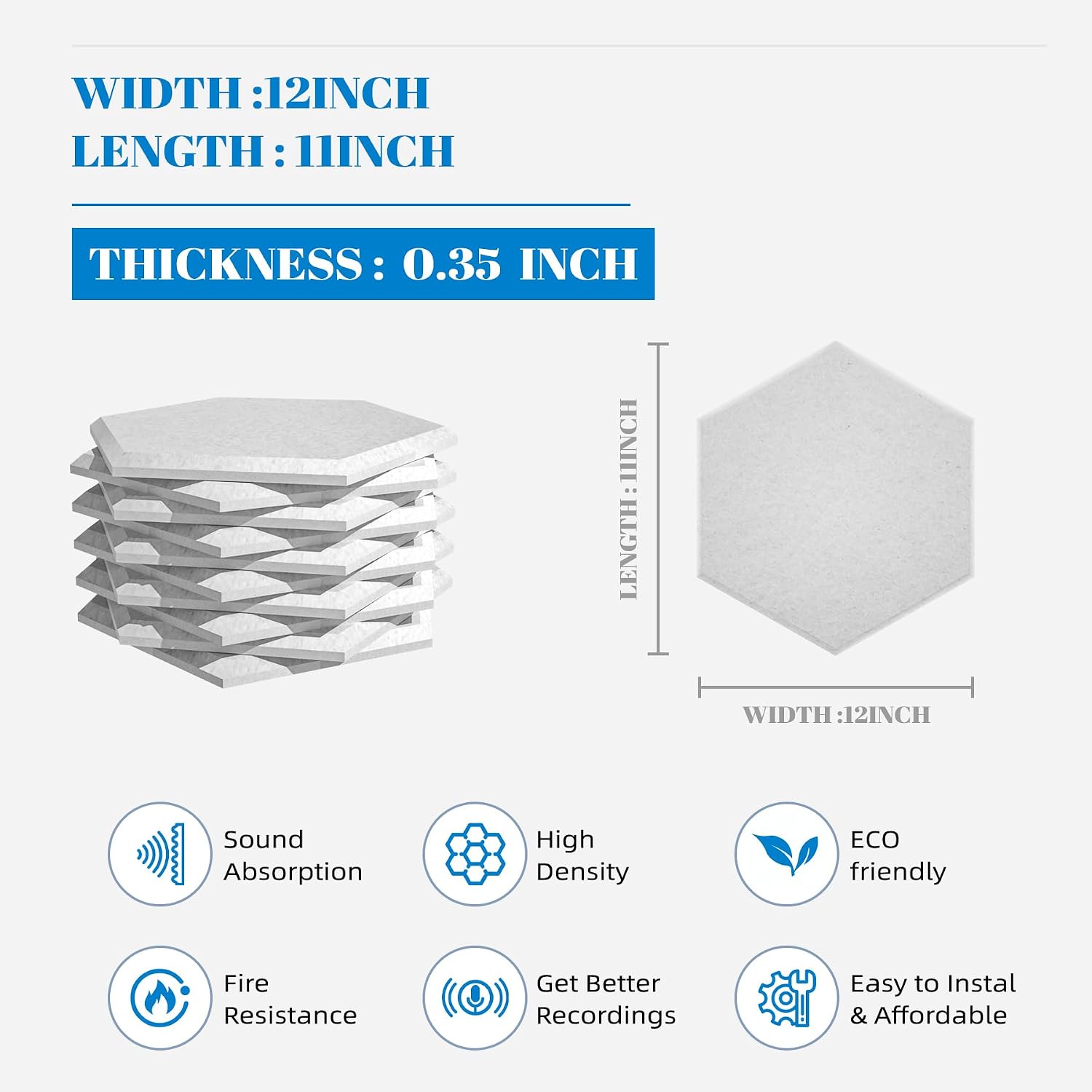 15 Pack Self-Adhesive Acoustic Wall Panels, 12 x 12 x 0.35 in
