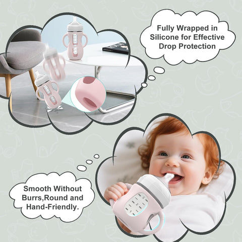 3PC Silicone Sleeves with Handles for Philips Avent Glass Baby Bottles 4 oz