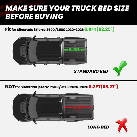LASFIT Truck Bed Mat for Chevy Silverado/GMC Sierra 2500HD 3500HD 2020-2026