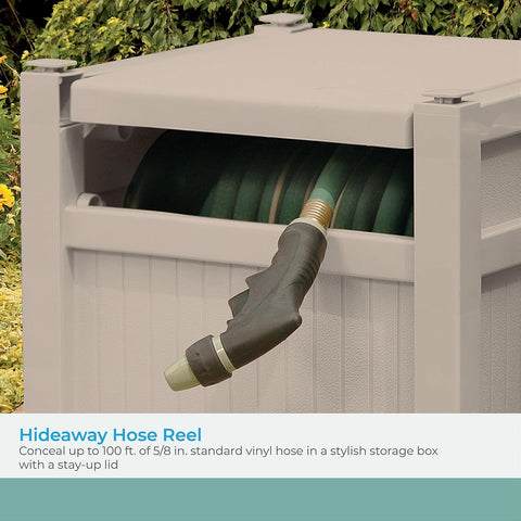 Suncast 100' Garden Hose Reel Hideaway for 5/8" Vinyl Hose, Light Taupe