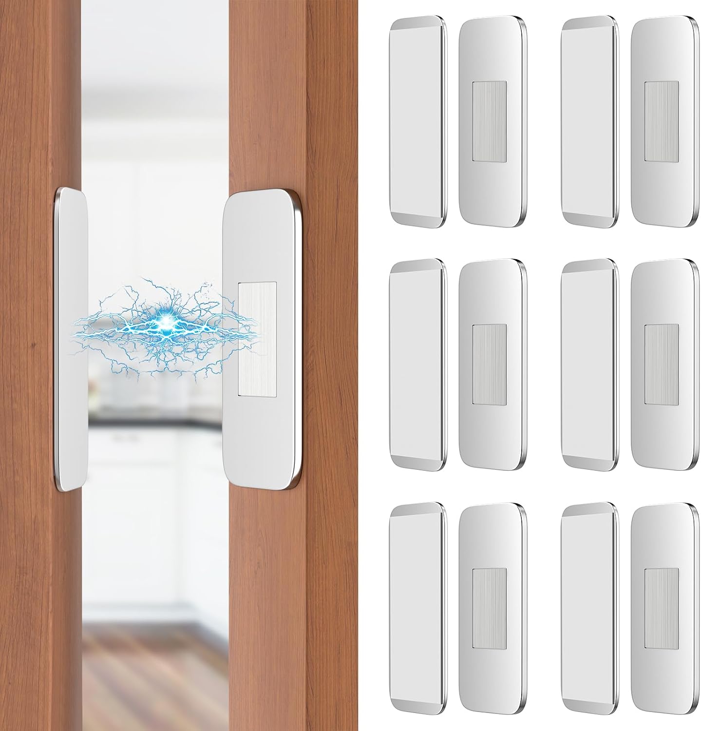 Jiayi 6 Pack Ultra Thin No Drill Magnetic Cabinet Door Catch, Adhesive Stainless Steel Drawer Door Cabinet Magnets to Stay Closed, Cabinets Latches for Kitchen, Bathroom, Closet, RV Doors Closure
