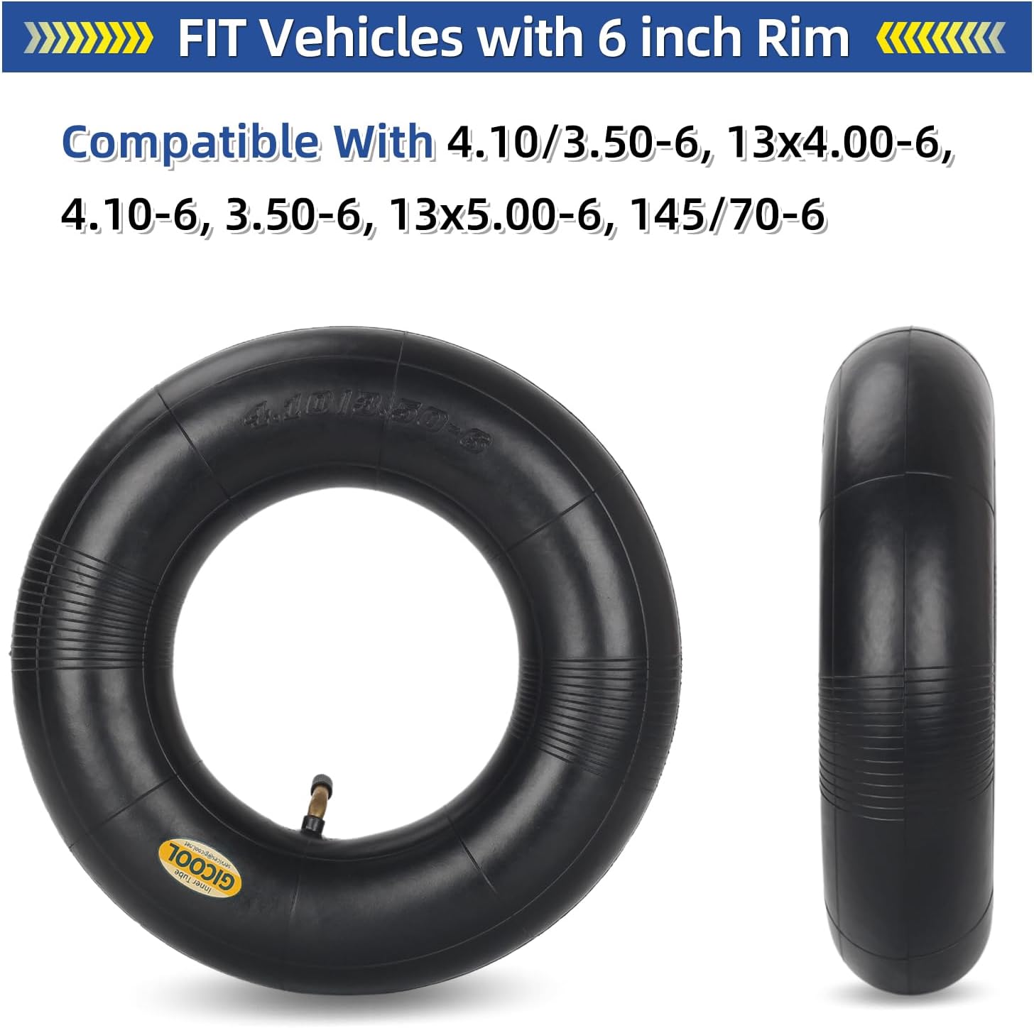 GICOOL 4.10/3.50-6 Replacement Inner Tubes, TR-87 Valve Stem, 2 Pack