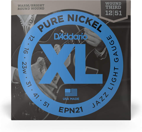 D'Addario XL Pure Nickel Electric Guitar Strings EPN21, 12-51