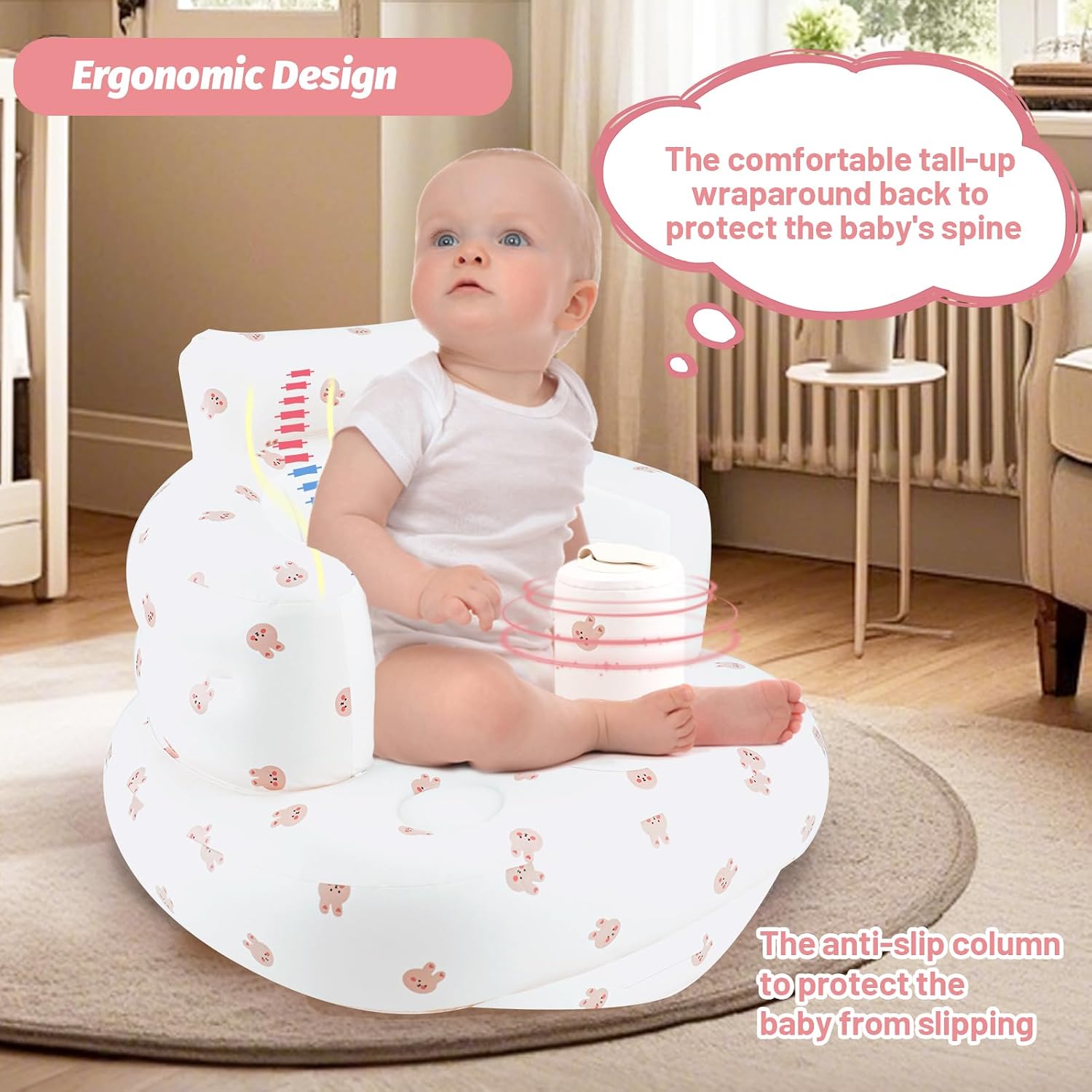 AirSwim Inflatable Baby Seat, Inflatable Baby Chair with Built-in Pump