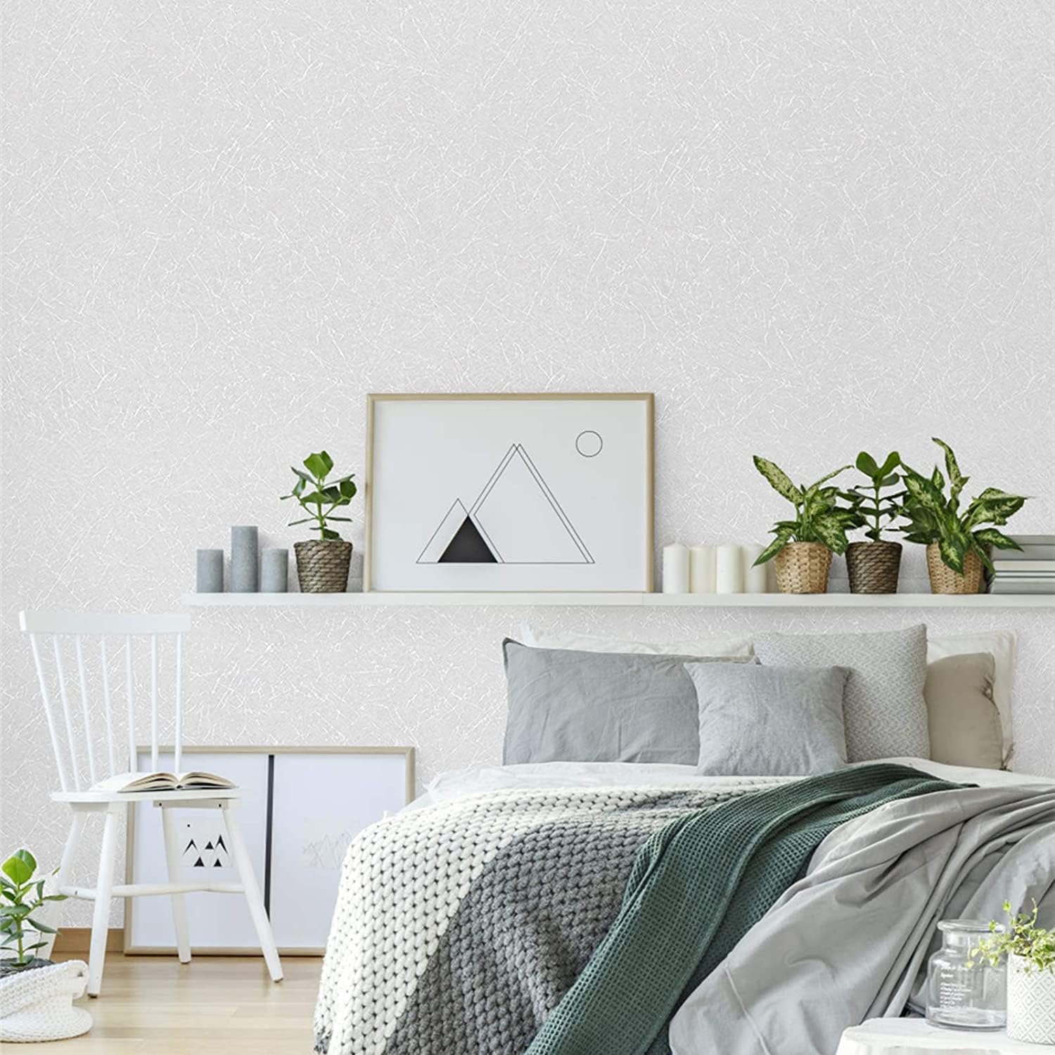 Abyssaly White Wallpaper Removable Peel and Stick Wallpaper Self Adhesive Solid Color Contact Paper Peel and Stick 23.6" X 118" Home Cabinet Furniture Countertop Shelf Liner Paper
