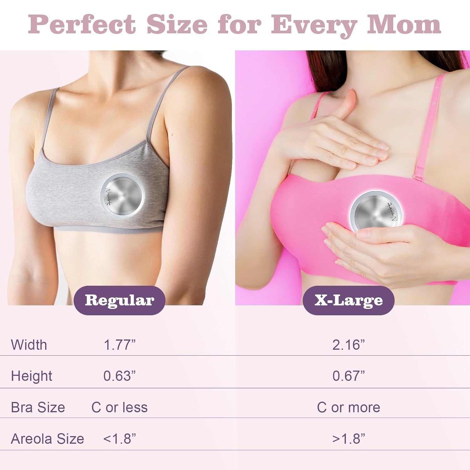 NISXABEBE The Original Silver Nursing Cups with Silicone Ring,Nipple Shields for Nursing Newborn,Breastfeeding Must Haves for Soothe and Protect Your Nursing Nipples,Trilaminate 999 Silver(X-Large)