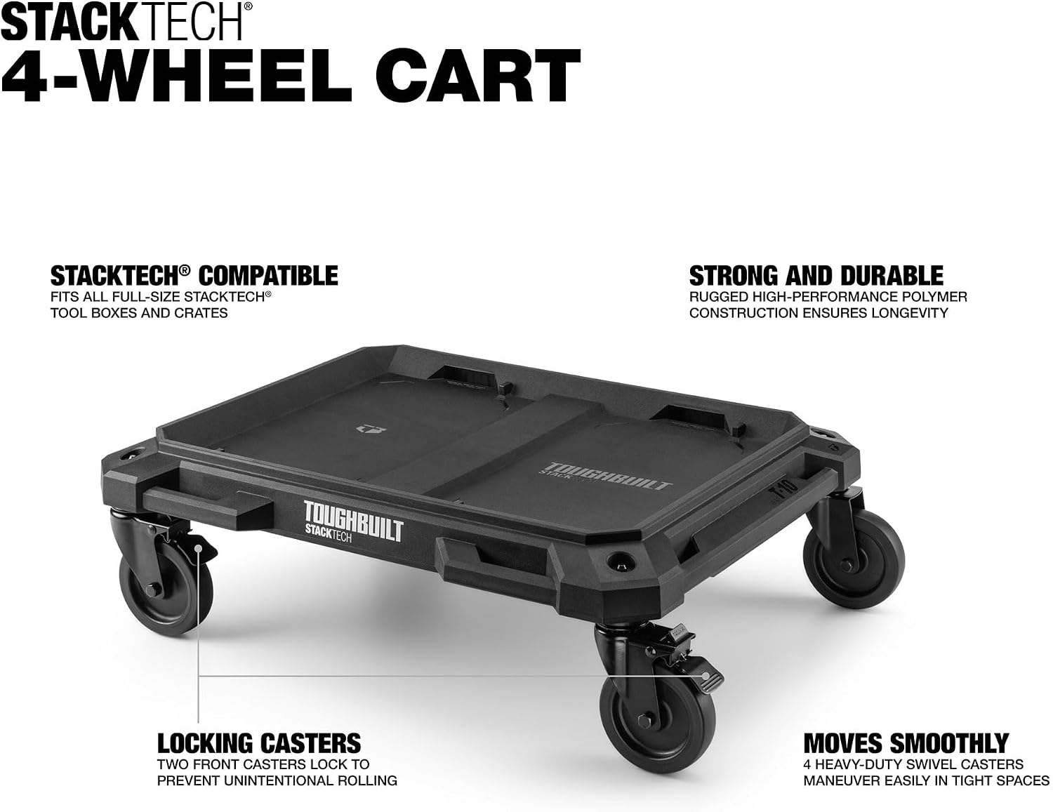ToughBuilt StackTech 4-Wheel Cart Tool Box Dolly with 4 Locking Casters