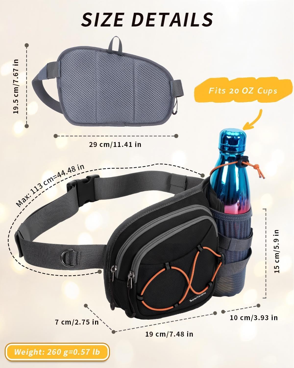 sportsnew Hydration Waist Pack with Water Bottle Holder, 2L Large Fanny Pack for Running Hiking Dog Walking, Water-Resistant Crossbody Waist Bag for Men Women