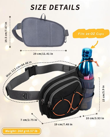 sportsnew Hydration Waist Pack with Water Bottle Holder, 2L Large Fanny Pack for Running Hiking Dog Walking, Water-Resistant Crossbody Waist Bag for Men Women