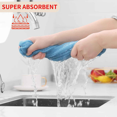 Homaxy 100% Cotton Waffle Weave Kitchen Dish Cloths 12-Pack, Sky Blue