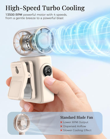 Hotsales Clip-On Portable Fan for Strollers, Handheld Turbo Fan for Travel