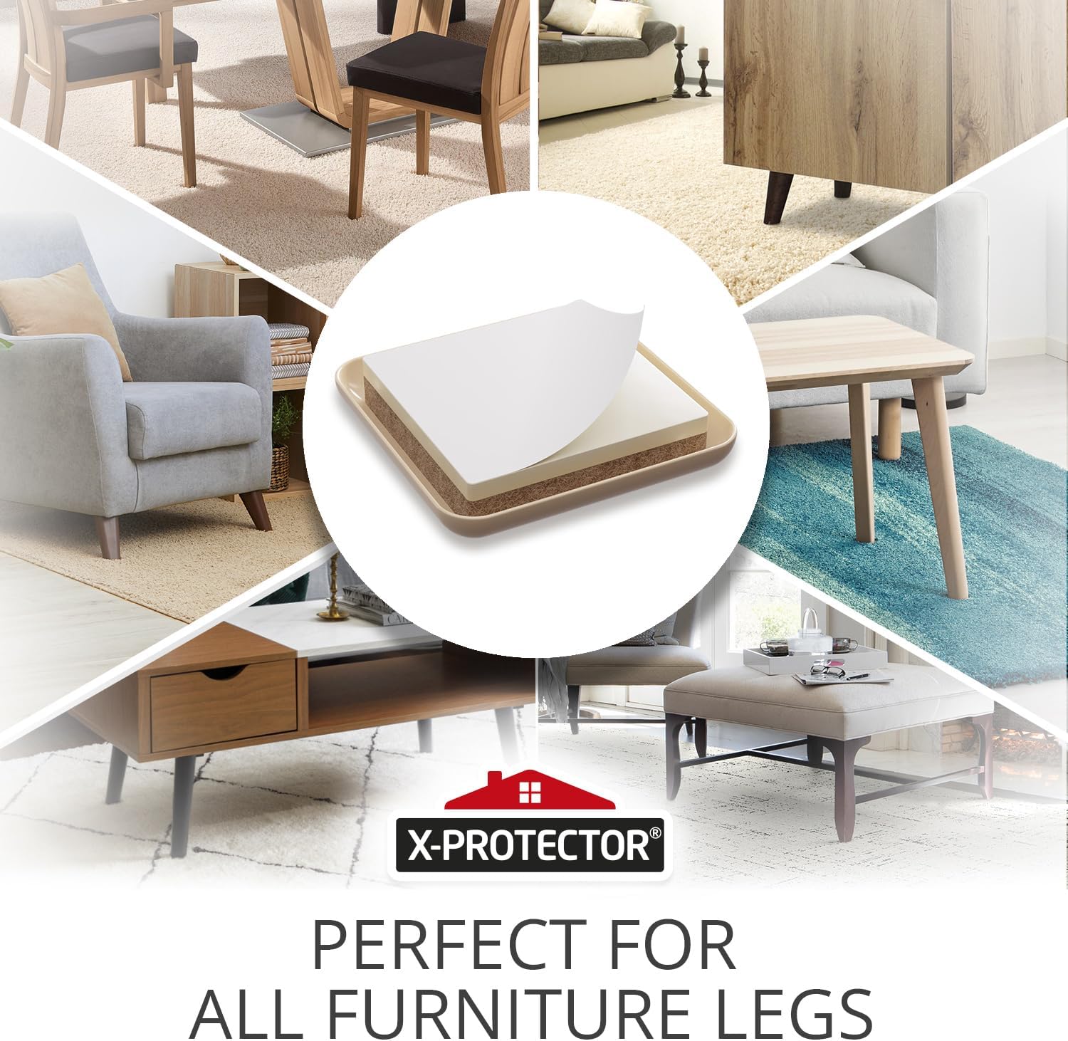 X-PROTECTOR Chair Sliders – 24 PCS 2" Furniture Sliders for Carpet