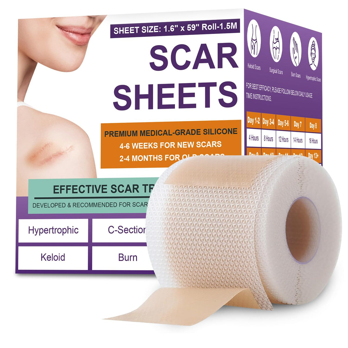 Silicone Scar Sheets, Medical Grade Silicone Scar Tape for Old & New Scars