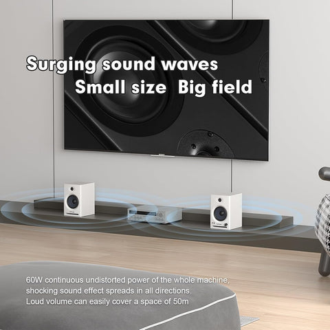 Ortizan C7 Powered Studio Monitors Pair with Bluetooth 5.3, White