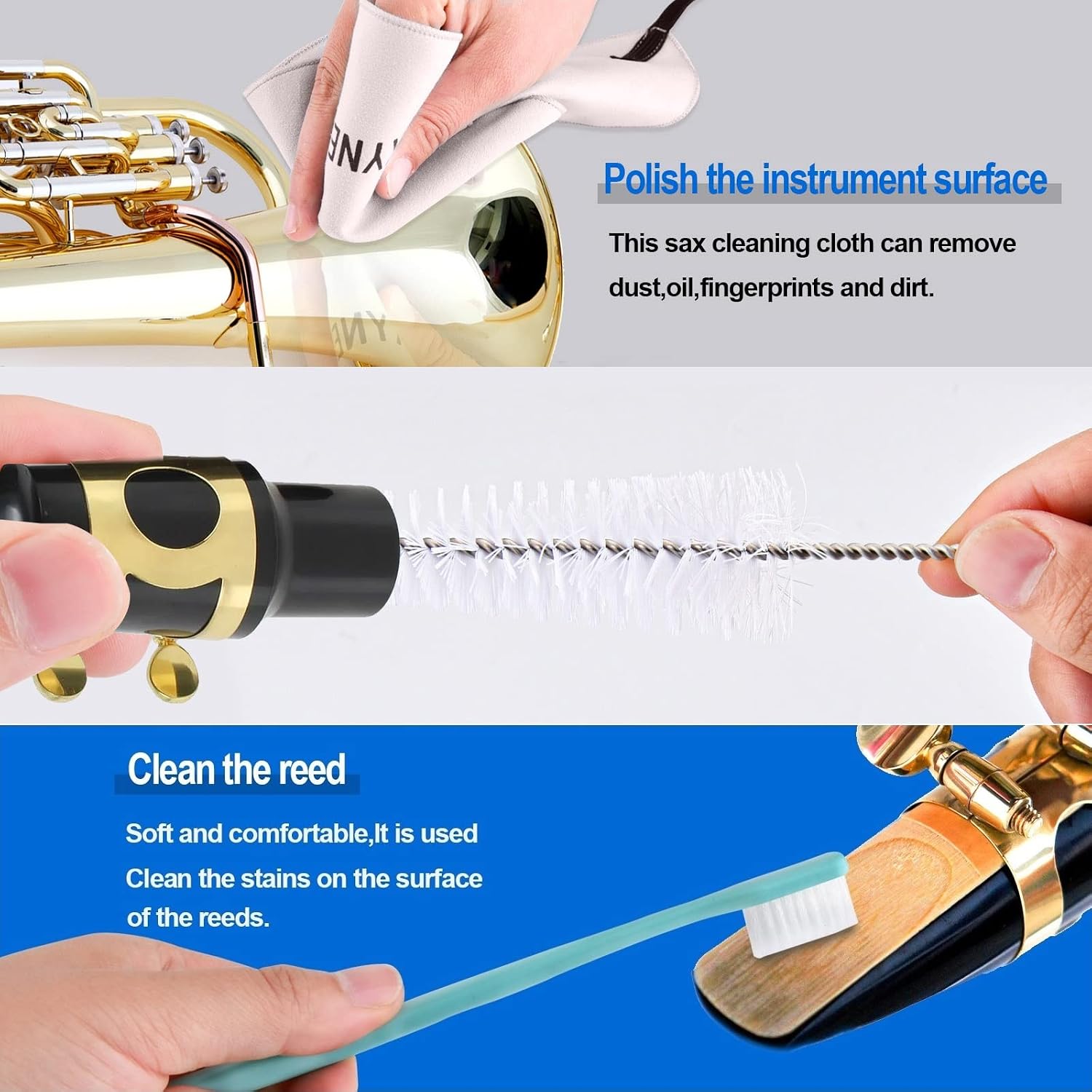 Gray Saxophone Cleaning kit, Alto Cleaning kit, Bass Clarinet Swab Kit