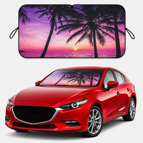 Car Windshield Sun Shade, Universal Fit Compact Sedan SUV, Vacation Style