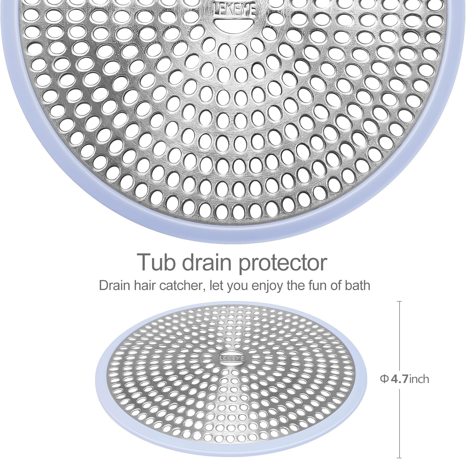 LEKEYE Shower Drain Hair Catcher | Strainer | Shower Stall Drain Cover | Bathroom Drain Protector Stainless Steel and Silicone(Light Blue)